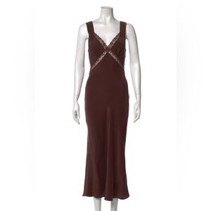 Reformation Brown Lace-Trim Slip Dress